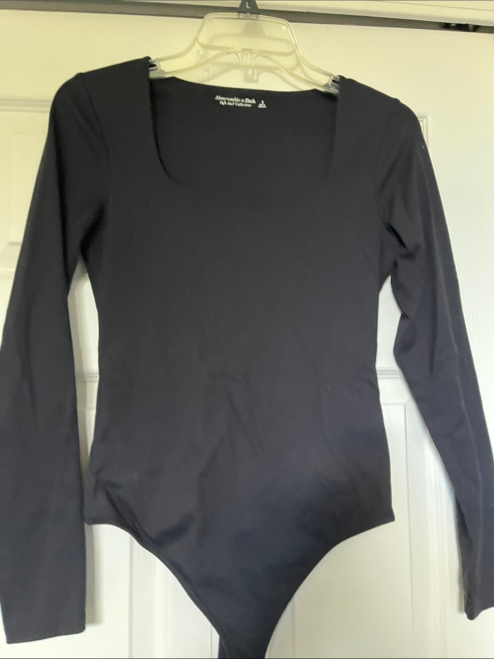 Abercrombie & Fitch Black Long Sleeve Square Neck Bodysuit - Stretch Fit